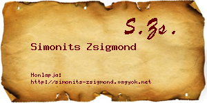 Simonits Zsigmond névjegykártya